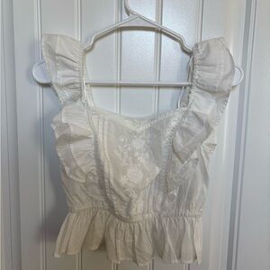 H&M Cream Ruffled Blouse